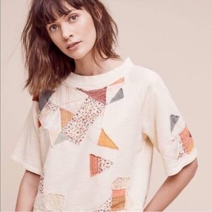 ANTHROPOLOGIE Postmark Patchwork Short Sleeve Top